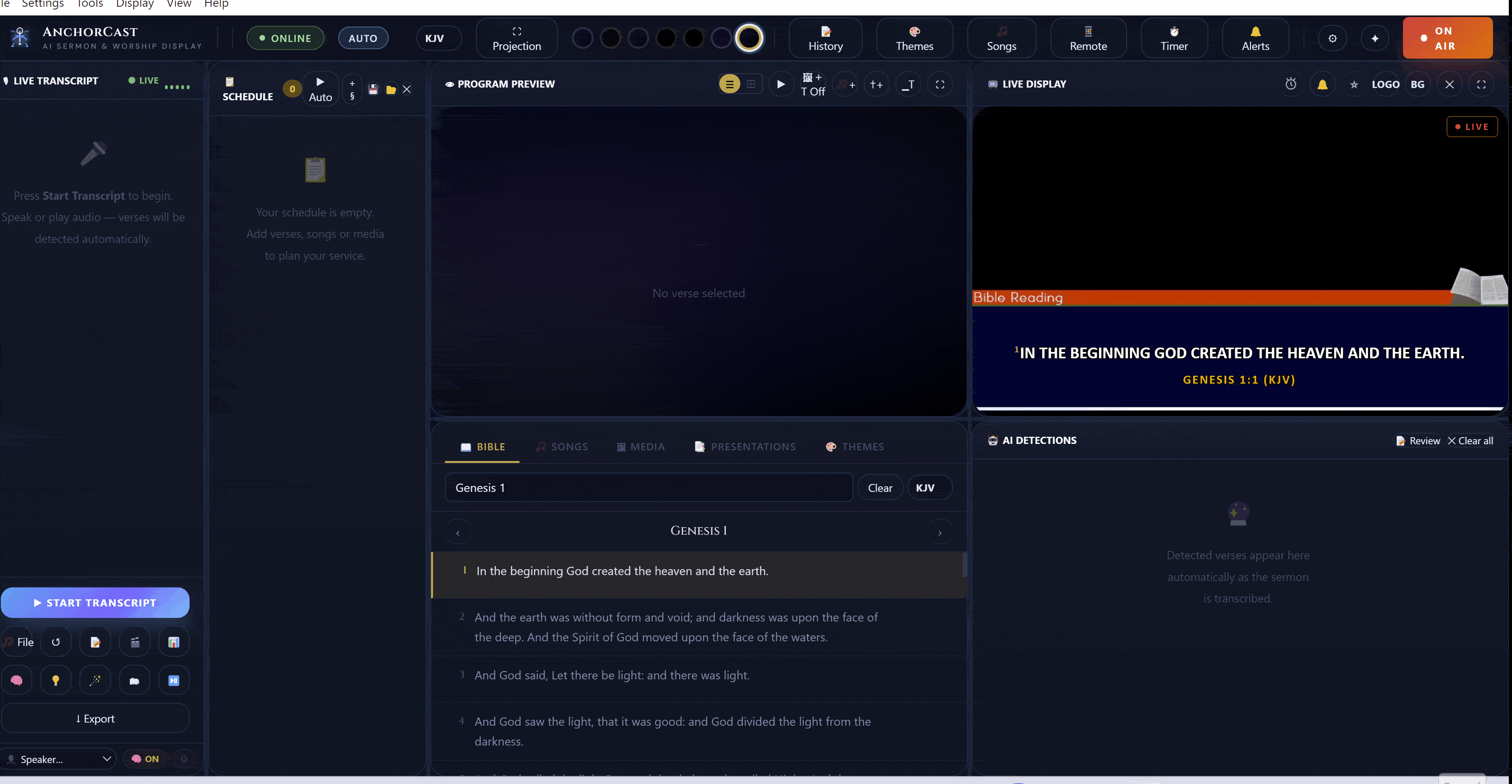 AnchorCast countdown timer synced to projection